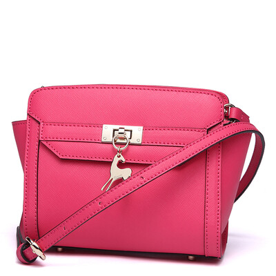 

Kou a Cnoles cowhide shoulder Messenger mini mini bag ladies deer buckle buckle shoulder bag small square bag B015 pink