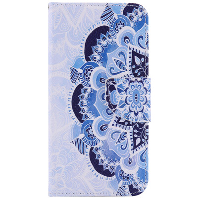 

Blue Flower Design PU Leather Flip Cover Wallet Card Holder Case for LG NEXUS 5X