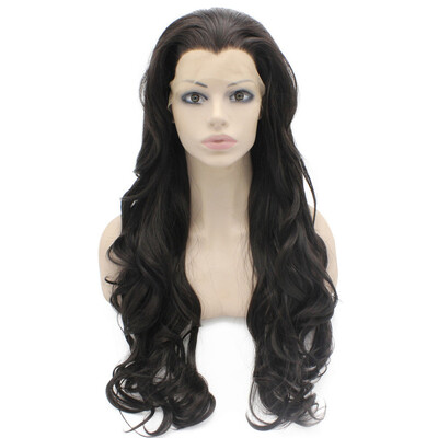 

Long Wavy Dark Brown Heat Resistant Synthetic Lace Front Wig Natural