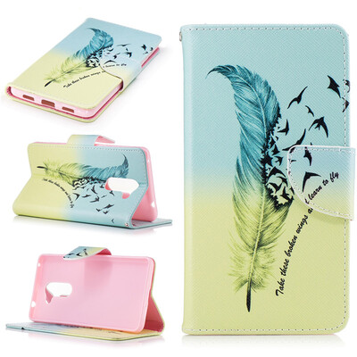 

Feathers & birds Design PU Leather Flip Cover Wallet Card Holder Case for HUAWEI Honor 6X