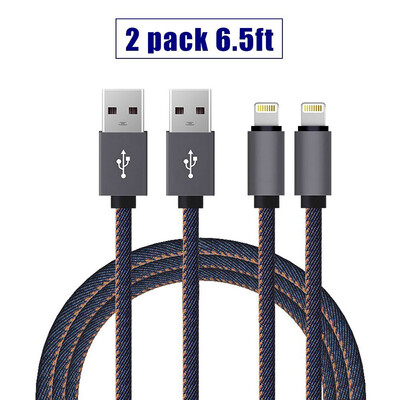 

2pcs 6ft Молния кабель для зарядки шнур для Apple, Denim Apple USB кабель USB 2.0 Data кабель синхронизации для Apple,