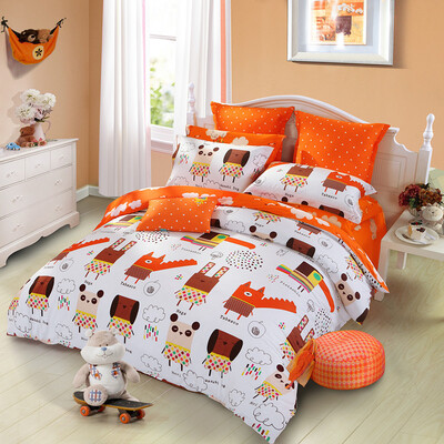

Mercury Home Textiles MERCURY Cotton Twill Print Cartoon Bed Three-piece Carnival Animal City Bedding Bed Sheets Enlarge Single 12m Bed