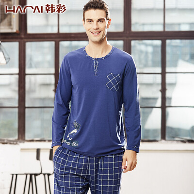 

Han Choi HACAI pajamas women&39s spring&autumn long-sleeved modal thin card cartoon printing round neck female home clothing suit rose powder 155 \ 80