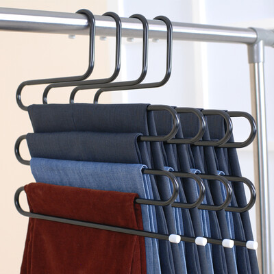 

Increasing new trousers S-type wardrobe pants rack trousers hangers magic pants hangers black 4 fitted RYX-0254