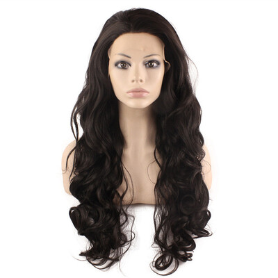 

Iwona Synthetic Hair Lace Front Long Wavy Black Gray Two Tone Ombre Wig