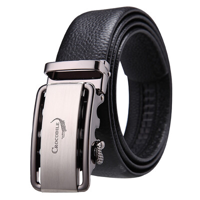 

Crocodile Crocodile Men's Leather Cuff Buckle Casual Belt 13612104-01 Black