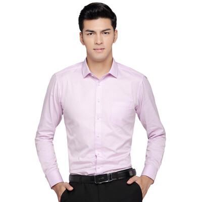

Red Bean Hodo Men Business Dressup Простой Чистый Slim Мужская длинная рукавная рубашка P09 Розовый 38
