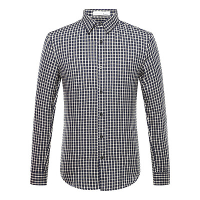 

Aston men's business fashion stitching small lattice cotton long-sleeved shirt