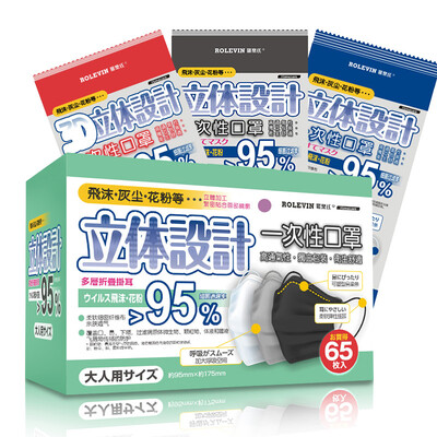 

Supermarket Luo Le&39s disposable non-woven mask white three thin&light breathable folding lugs 65 single-chip independent packaging