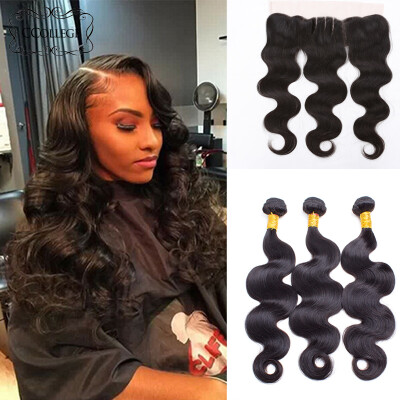 

CCollege Brazilian Body Wave With Frontal 13X4 Ear To Ear Lace Frontal With Bundles Human Hair Brazilian Virgin Hair Body Wave