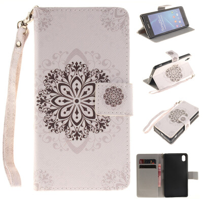 

Datura flowers Design PU Leather Flip Cover Wallet Card Holder Case for SONY Xperia Z2
