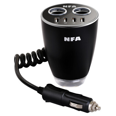 

Newfax (NFA) Car Charger Car Charger 6521 Four USB One-to-Two Safety Hammer Charger 12V / 24V Universal
