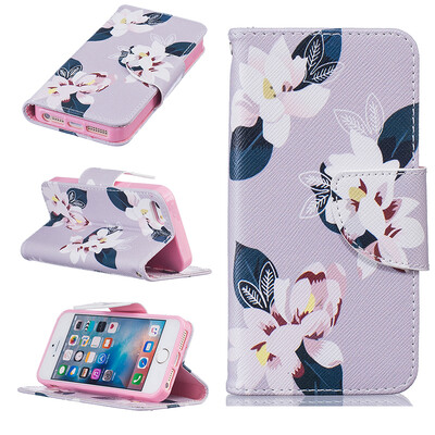

Gray lily Design PU Leather Flip Cover Wallet Card Holder Case for IPHONE 55S5SE