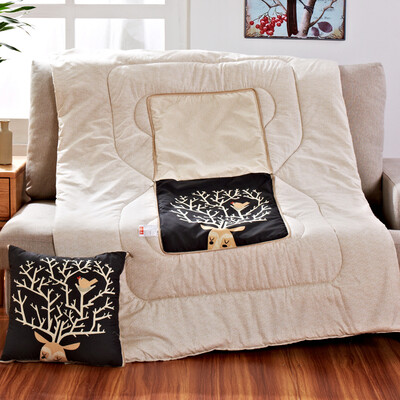 

Jiuzhou deer pillow was home textile multi-functional dual-use cushions nap quilt summer cool quilt dual-use office sofa car cushions were snow deer 110 150cm