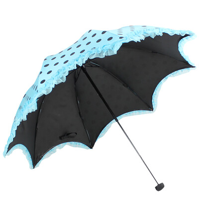 

Jingdong supermarket] umbrella umbrella UPF50 + black silk screen black dotted double lace lace three fold mushroom sunny umbrella sun umbrella pink 30046ELCJ