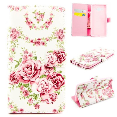 

Pink Rose Design PU Leather Flip Cover Wallet Card Holder Case for SAMSUNG GALAXY Grand Prime G530