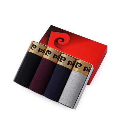 

Pierre Cardin 4 packs Men&39s underwear Solid color Comfortable flat-bottomed pants Bright gold belt Short pants  code