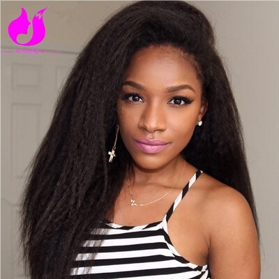 

Amethyst Natural Look 150 Density Kinky Straight Full Lace Human Hair Wigs For Black Women