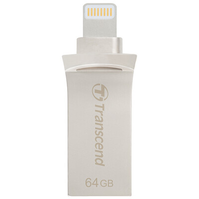 

Transcend 64GBJDG500 Apple phone flash drive phone companion Lightning, USB 3.1 dual connector Apple official MF certification silver
