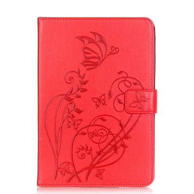

Red Flower Design PU Leather Flip Cover Wallet Card Holder Case for IPAD MINI4
