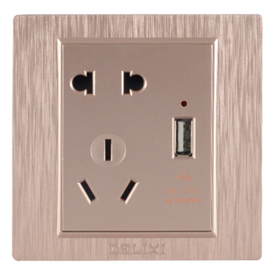 

Germany West (DELIXI) switch socket panel USB five-hole socket drawing purple series
