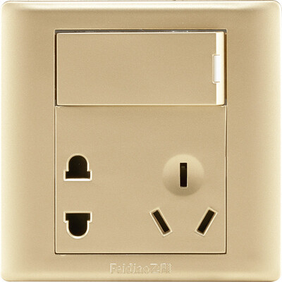 

Feidiao feidiao switch socket panel five-hole socket 10A with single open dual control power wall switch 86 A3 champagne gold