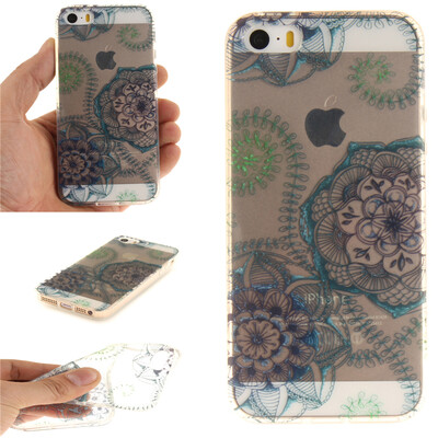 

Blue&green dream flower Pattern Soft Thin TPU Rubber Silicone Gel Case Cover for IPHONE 55S5SE