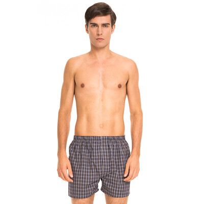 

Three guns men &39s cotton Arrow pants cotton yarn - dyed home leisure men&39 s shorts blue&yellow grid 2XL