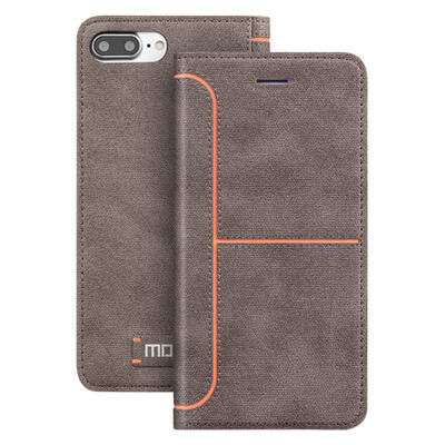 

Mo Fan Apple 7 plus mobile phone case iphone7 plus protective cover all-inclusive silicone clamshell wrestling leather case card series brown
