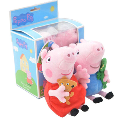 

Piggy Peppa Pig Genuine Pink Piglet Pepe Pig George 2 Pack Gift Box Plush Toys Pepe 19cm George 19cm