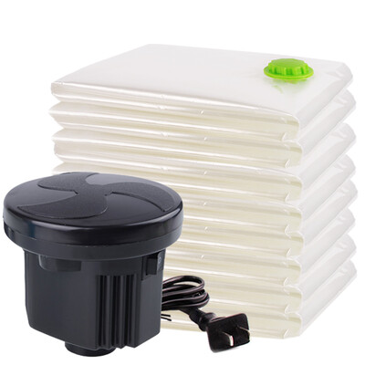 

space studio transparent compression bag vacuum storage bag 9 sets (1 stereo 1 hanging 2 large 2 2 small 1 pump) 7 silk gift box