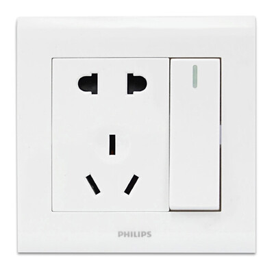 

Philips (PHILIPS) switch socket panel five-hole socket 10A two three plug power wall socket 86 type P3 ivory white