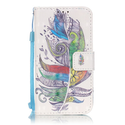

Colourful Plumes Design PU Leather Flip Cover Wallet Card Holder Case for SAMSUNG G360