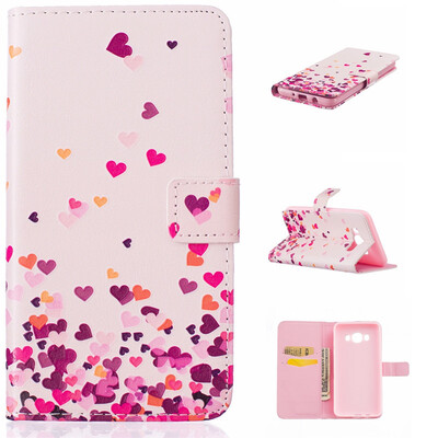 

Pink Heart Design PU Leather Flip Cover Wallet Card Holder Case for SAMSUNG GALAXY J5 2016J510