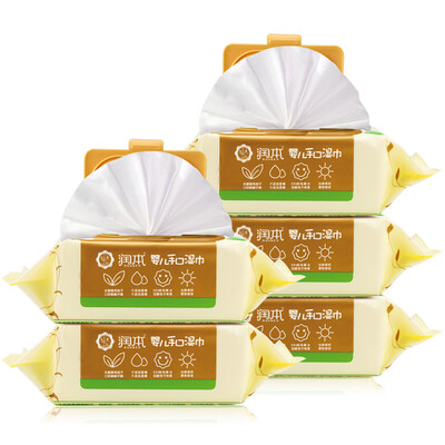 

Run Benb Runben baby thickening skin care soft wipes paper baby handwheel special wipes 80 pumping (with cover) * 5 packs