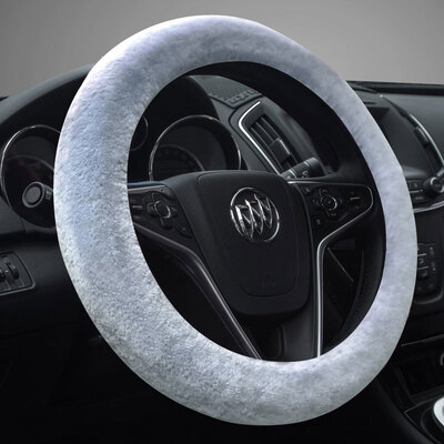 

YooCar imitation wool plush steering wheel cover Winter car handle thick black warmth
