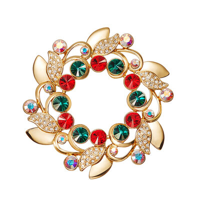 

Chihiro sea wind (Findwind) with Swarovski element gold stick jade crystal crystal brooches ladies red green
