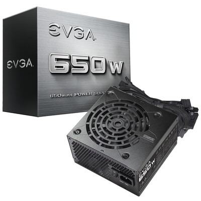 

EVGA rated 650w power supply active PFC 2 year warranty 12cm quiet fan 12V regulator complete protection mechanism