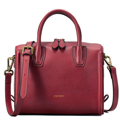 

Yimin new business wind leather cowhide handbag new business wind leather leather handbag handbag 6863050054 wine red