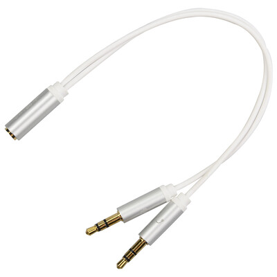 

Jinghua JH 1354 audio cable audio&video adapter accessories computer headset microphone two-in-one adapter cable 2 revolution 1 female four audio conversion line alloy 02 m white
