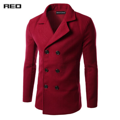 

Winter Windbreaker Men Casual Double breasted Woolen Coat