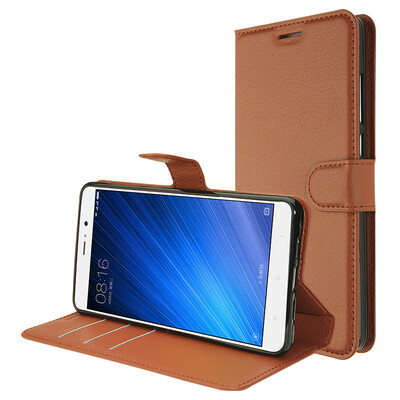 

Cool Le Feng millet 5splus phone case protection holster clamshell drop card holster soft shell for millet 5S PLUS lychee pattern - brown