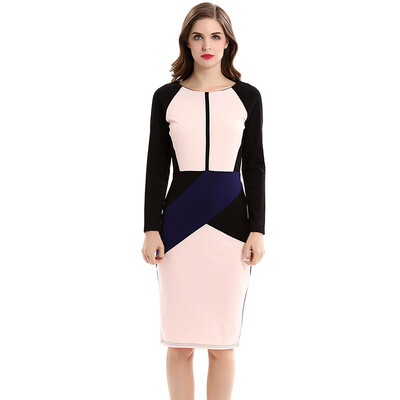 

fashion women dress 2016 autumn patchwork dress long sleeve 55%cotton 45%polyester good quality women clothing