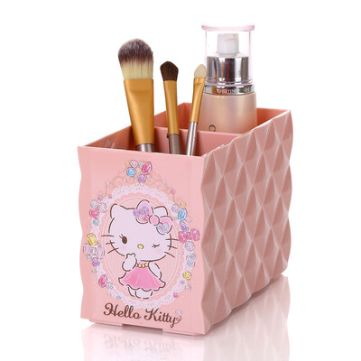 

HELLO KITTY diamond pattern 2 grid desktop storage box pink cosmetics storage desk stationery storage KT1239