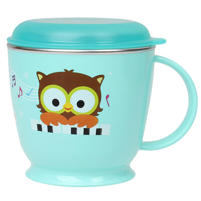 

Edison (Edison) owl non-slip stainless steel single handle cup (pink with cover 240ML