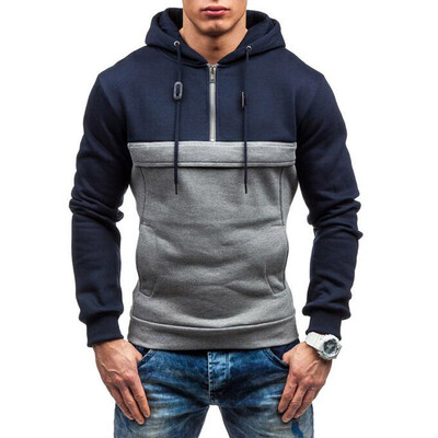 

Hat Men Sweatshirt Cotton Long Sleeve Color Splicing Hoodies