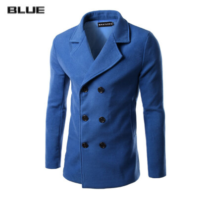 

Winter Windbreaker Men Casual Double breasted Woolen Coat