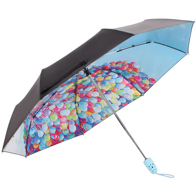 

[Jingdong supermarket] umbrella umbrella UPF50 + since the open all shade black rubber balloon transfer three fold black umbrella sunny umbrella umbrella blue 30138ELCJ