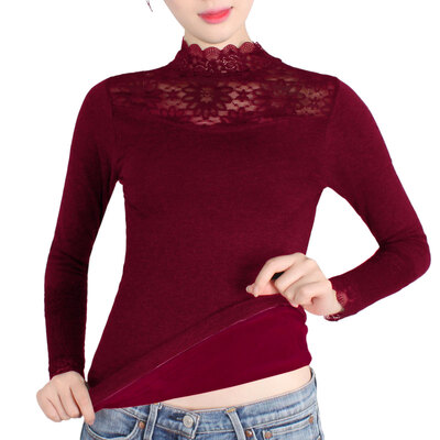

Female underwear thermos coat velvet long johns warm ladies sleeved tight body thermal underwear women lace inner wear winter