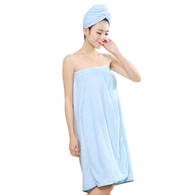 

Bamboo of the home home bamboo fiber soft and soft water to increase the wiping chest skirt gift dry hair cap blue